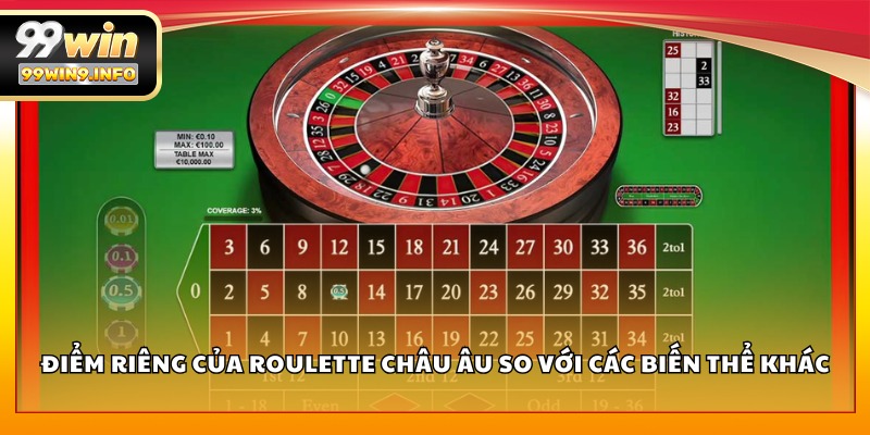Điểm riêng của Roulette Châu Âu so với các biến thể khác